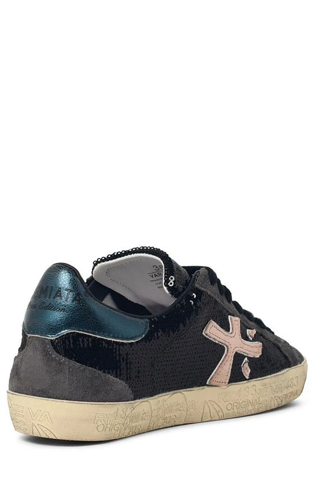 Premiata Steven Sequin-Embellished Logo Patch Sneakers