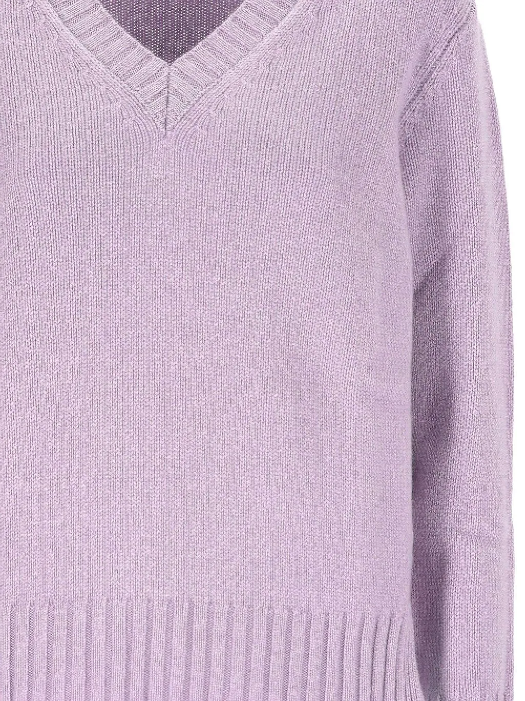 Purotatto V-Neck Ribbed Hem Knitted Sweater