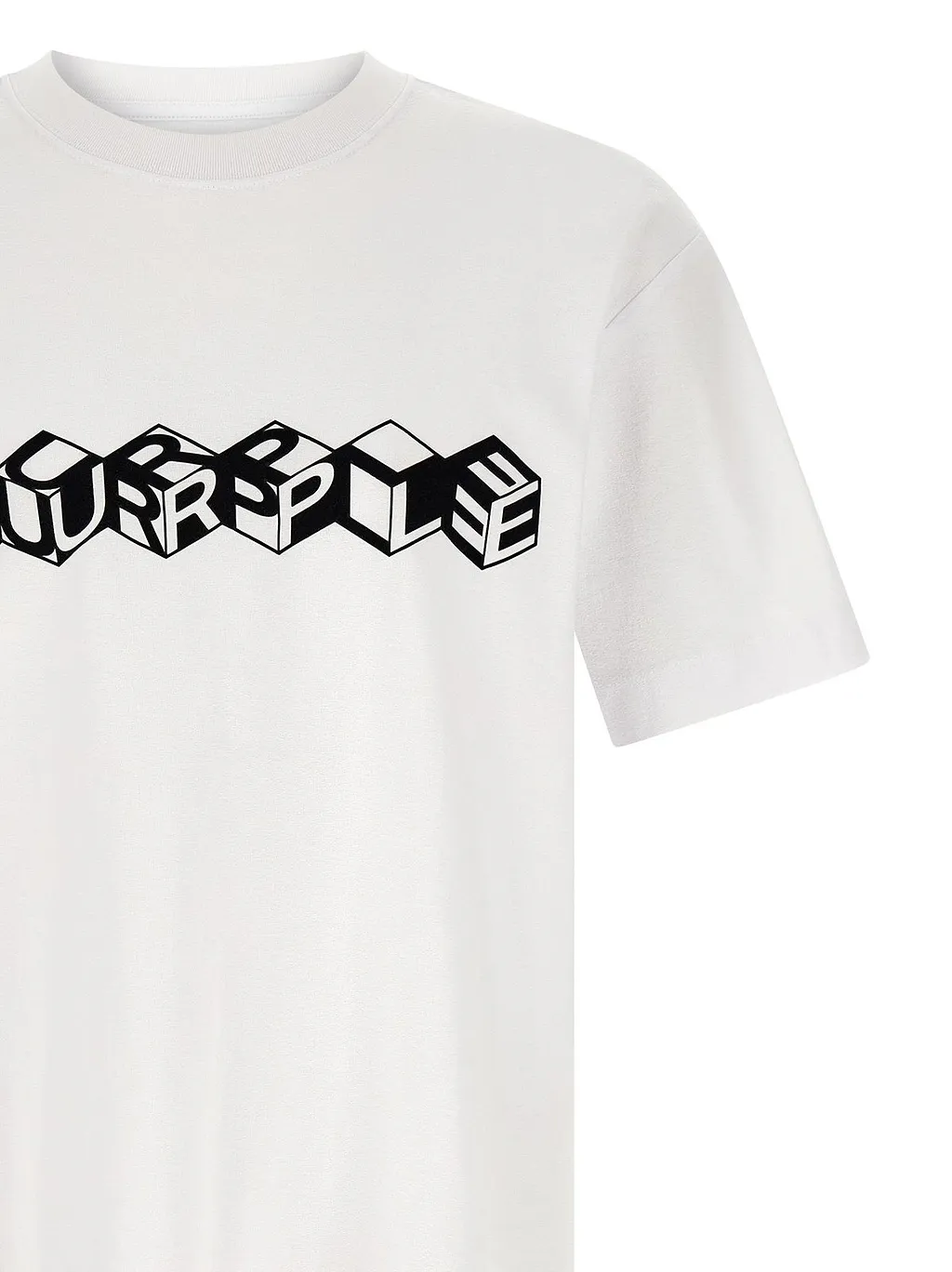 Purple Cube Logo Print T-Shirt