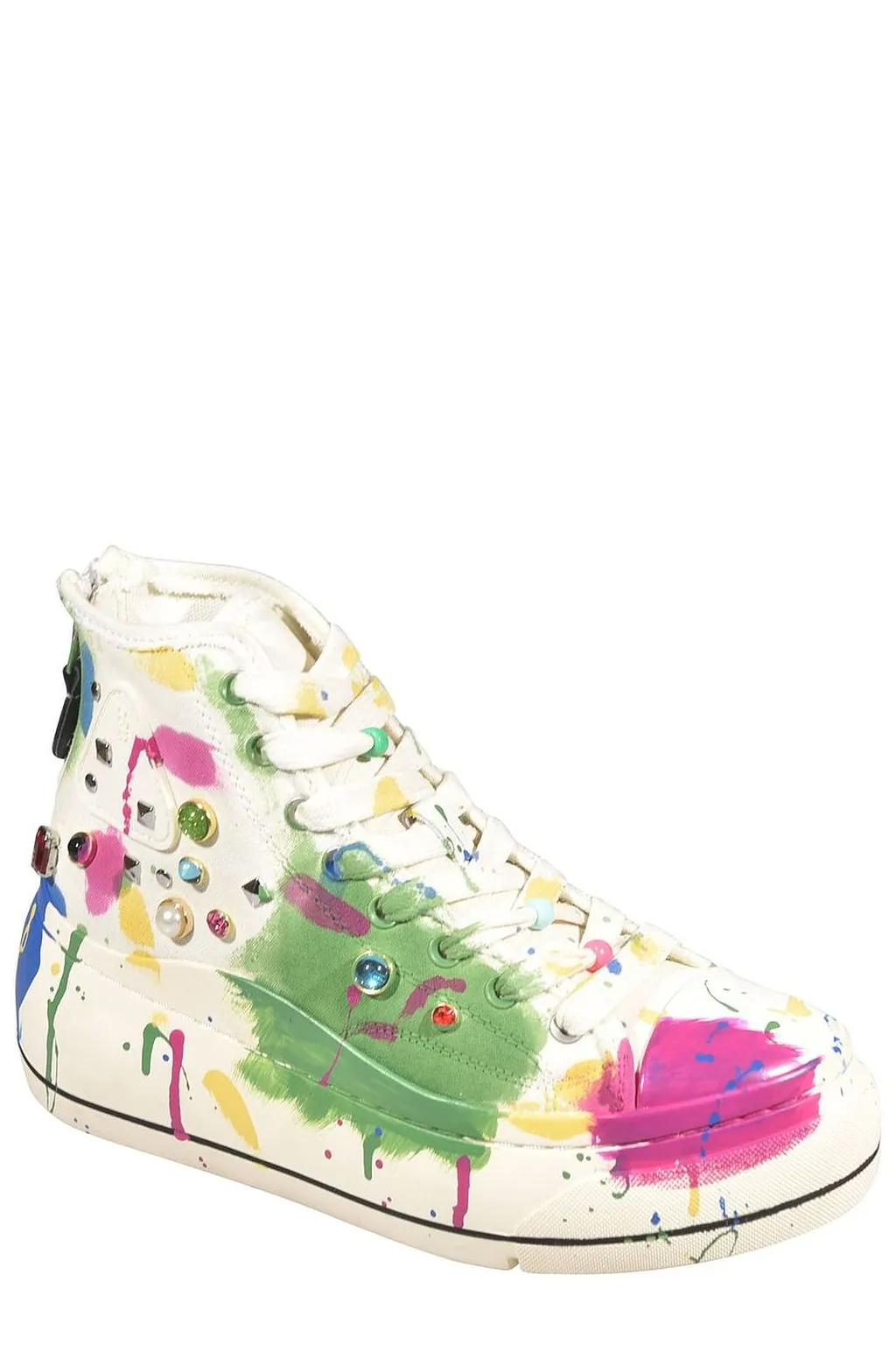 R13 Embellished Paint-Splatter High-Tops