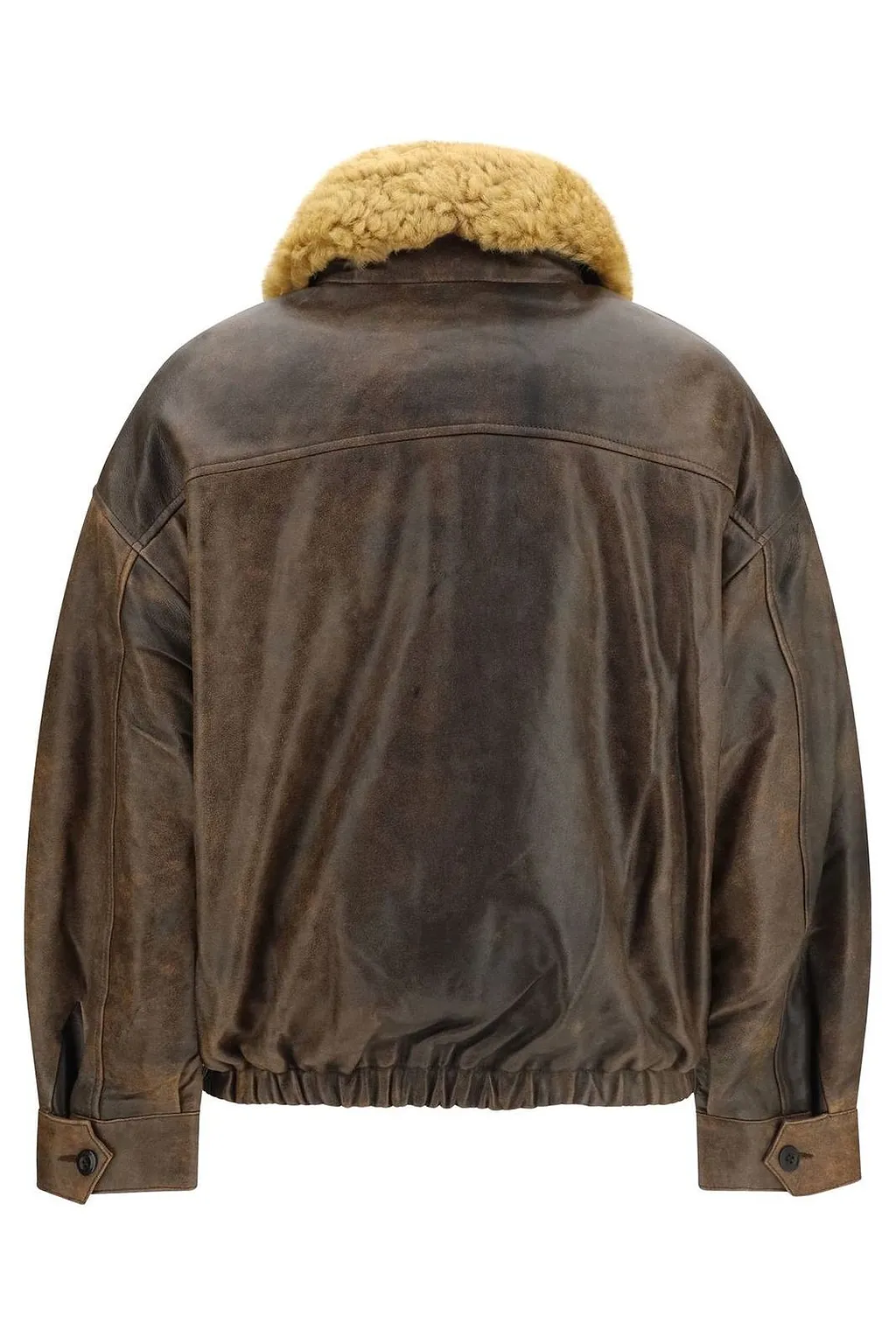 R13 Shearling Collar Leather Bomber Jacket