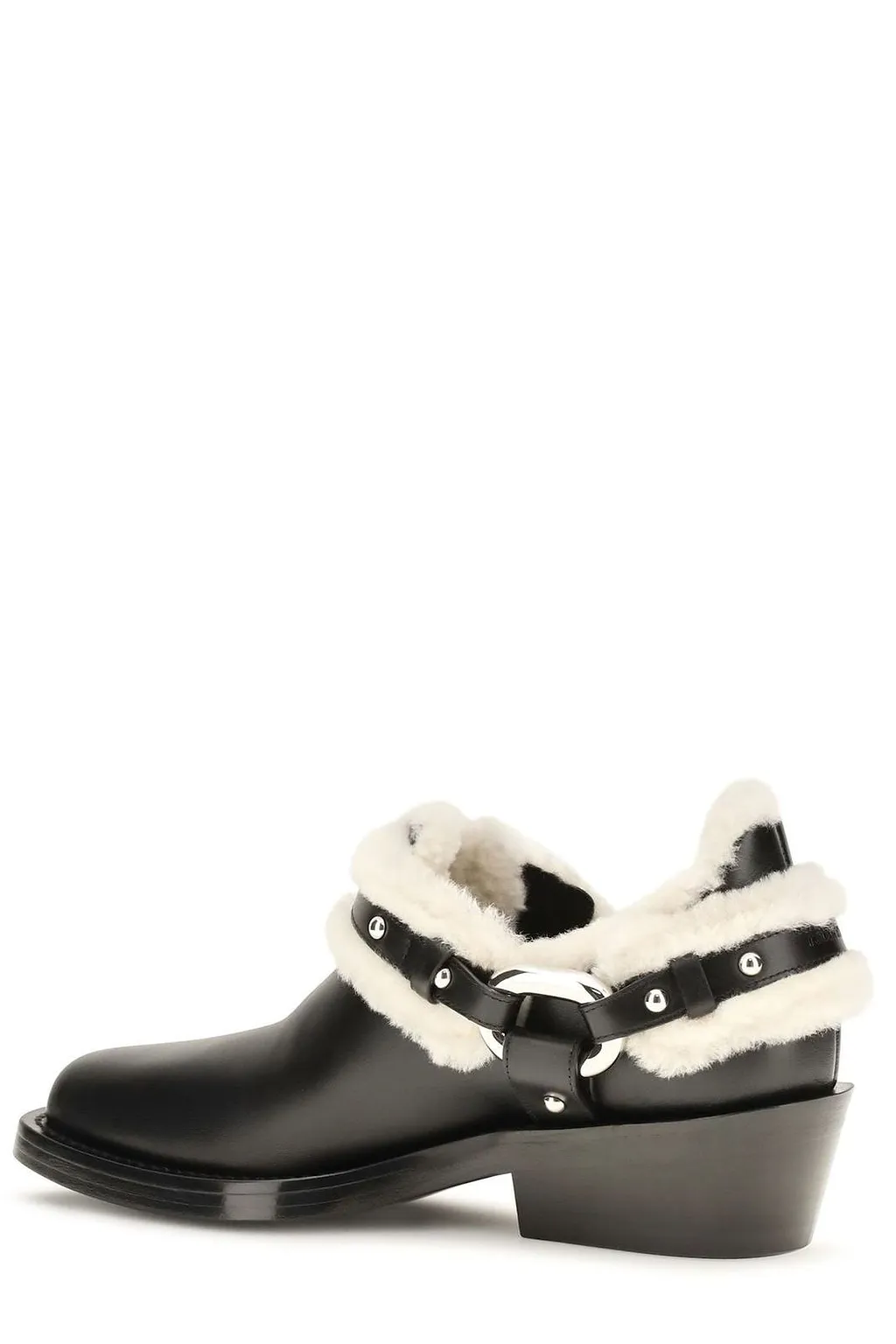 Rabanne Shearling-Trim Biker Ankle Boots