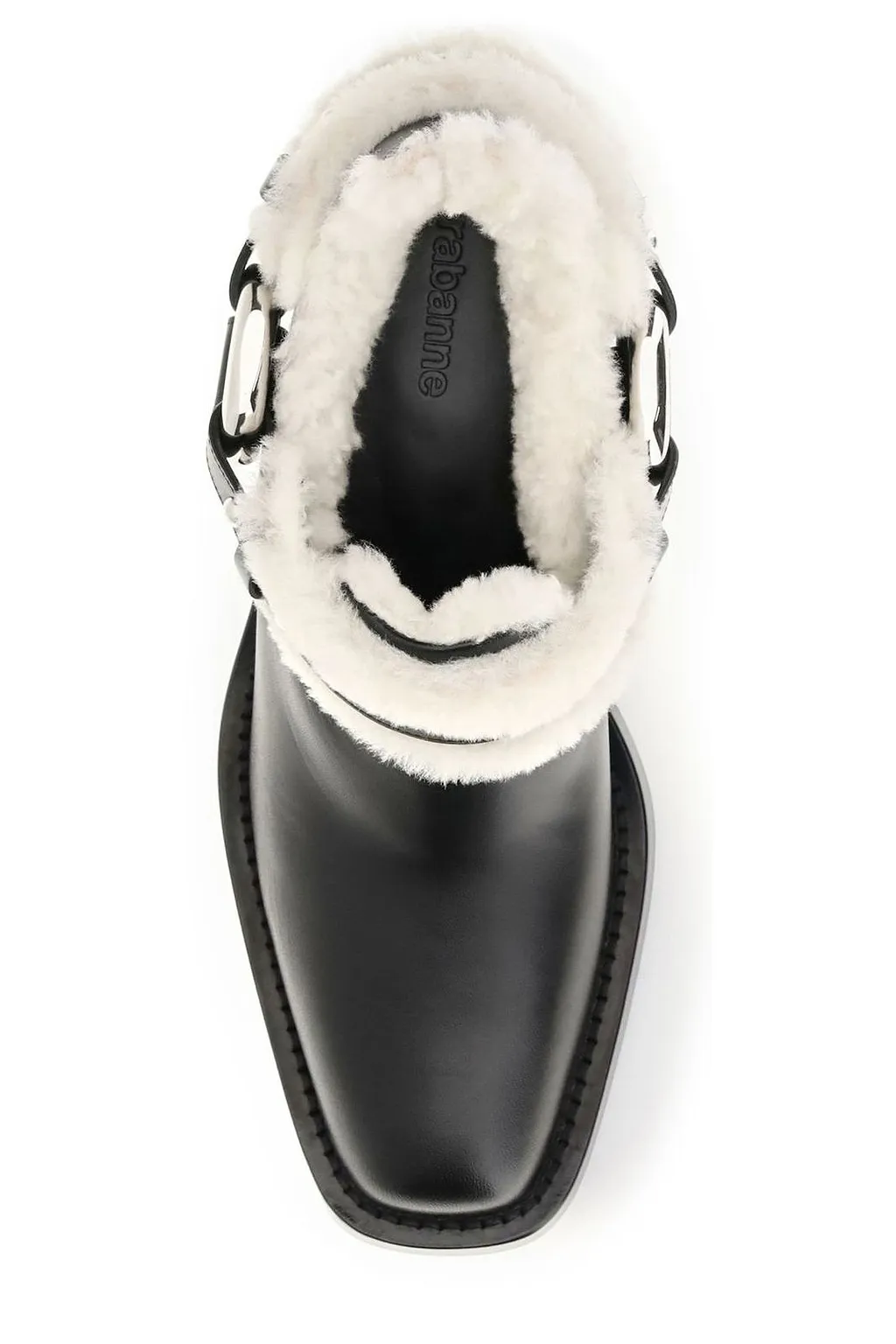 Rabanne Shearling-Trim Biker Ankle Boots