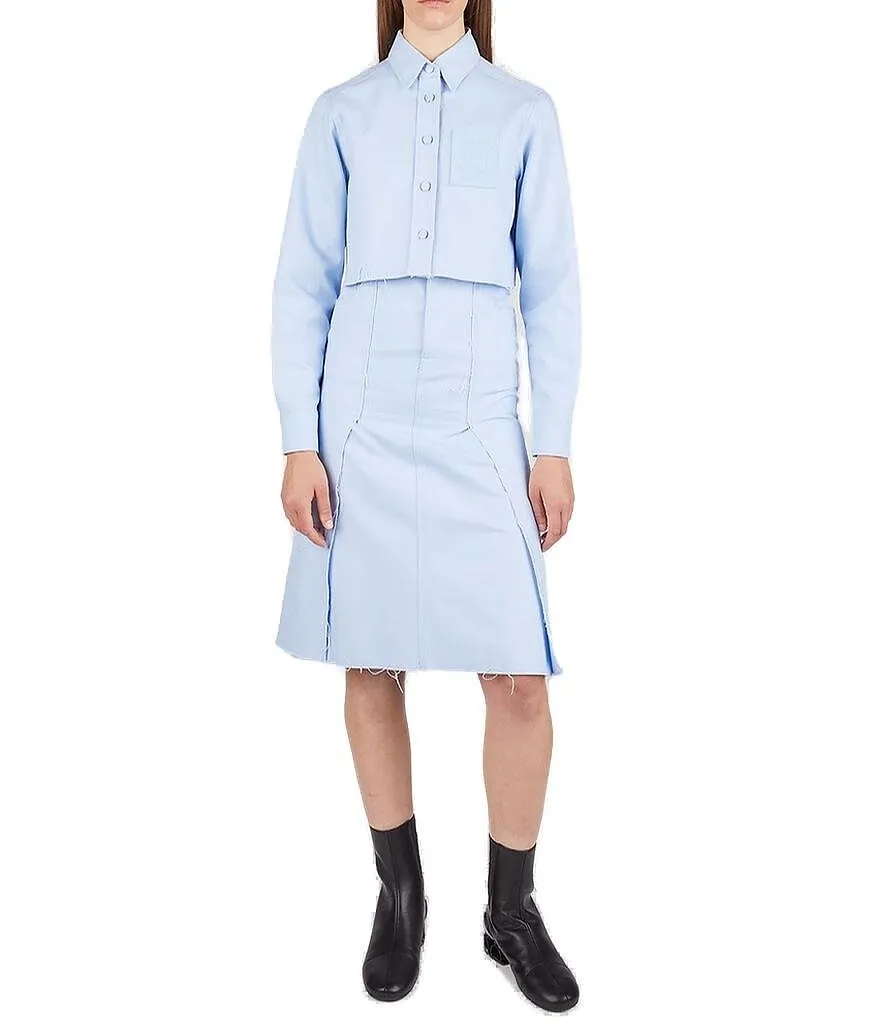 Raf Simons Raw Cut Hem Midi Denim Skirt