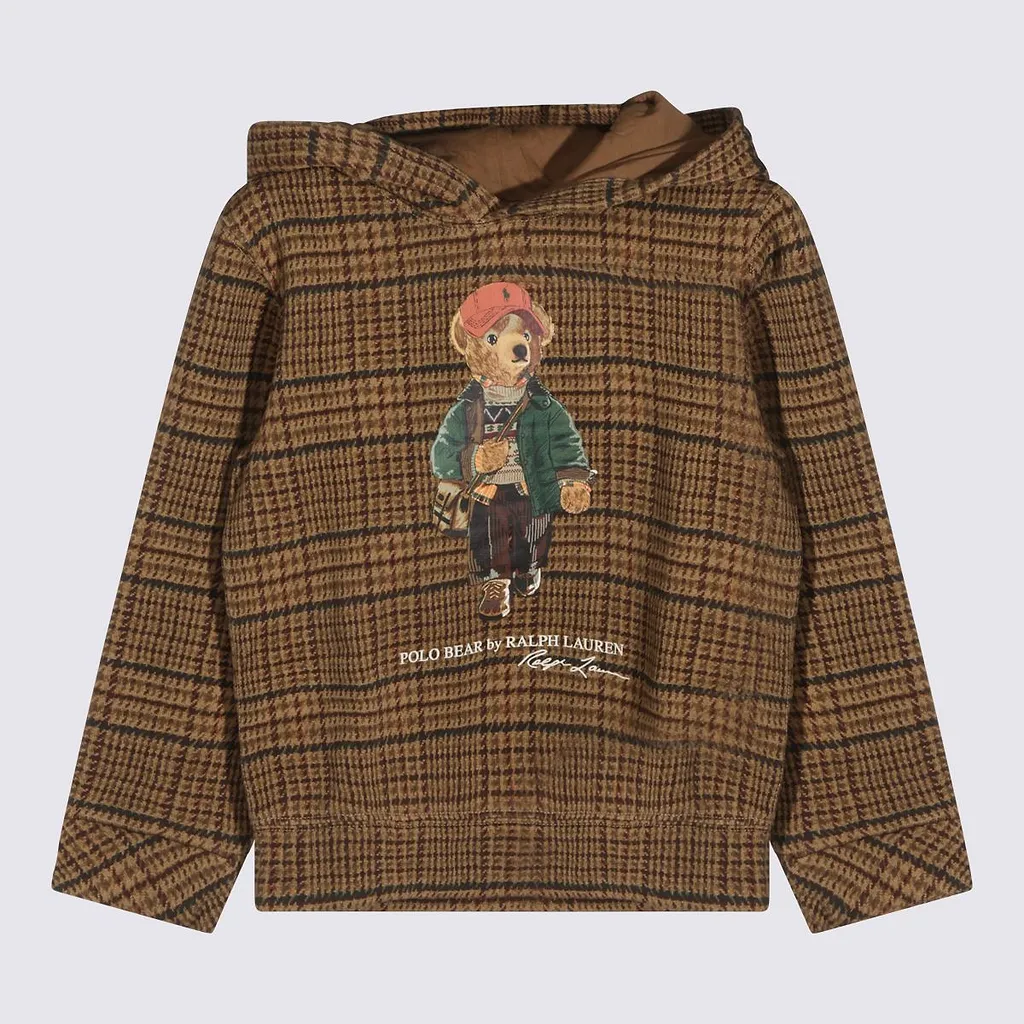 Ralph Lauren Kids Checked Polo Bear Hooded Sweater