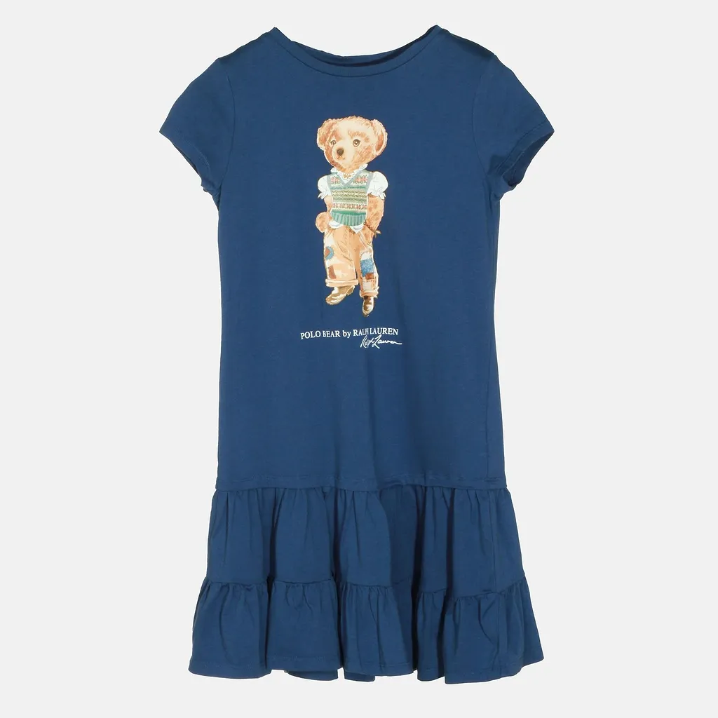 Ralph Lauren Kids Polo Bear Ruffle Hem Dress
