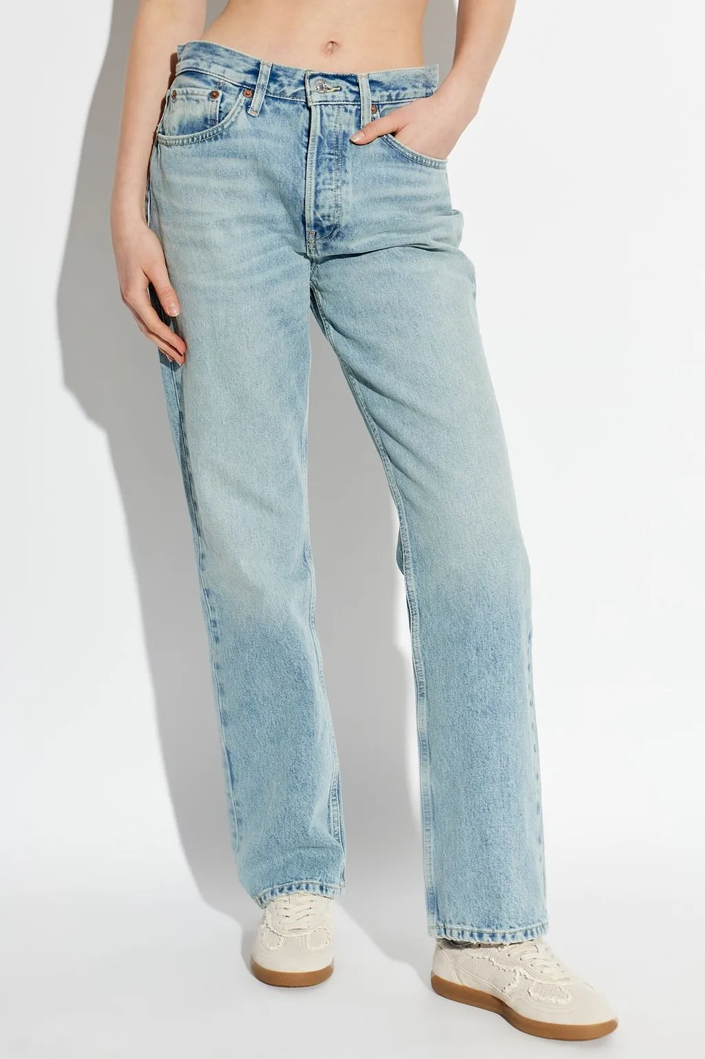 Re/Done Star Patch Straight-Leg Jeans