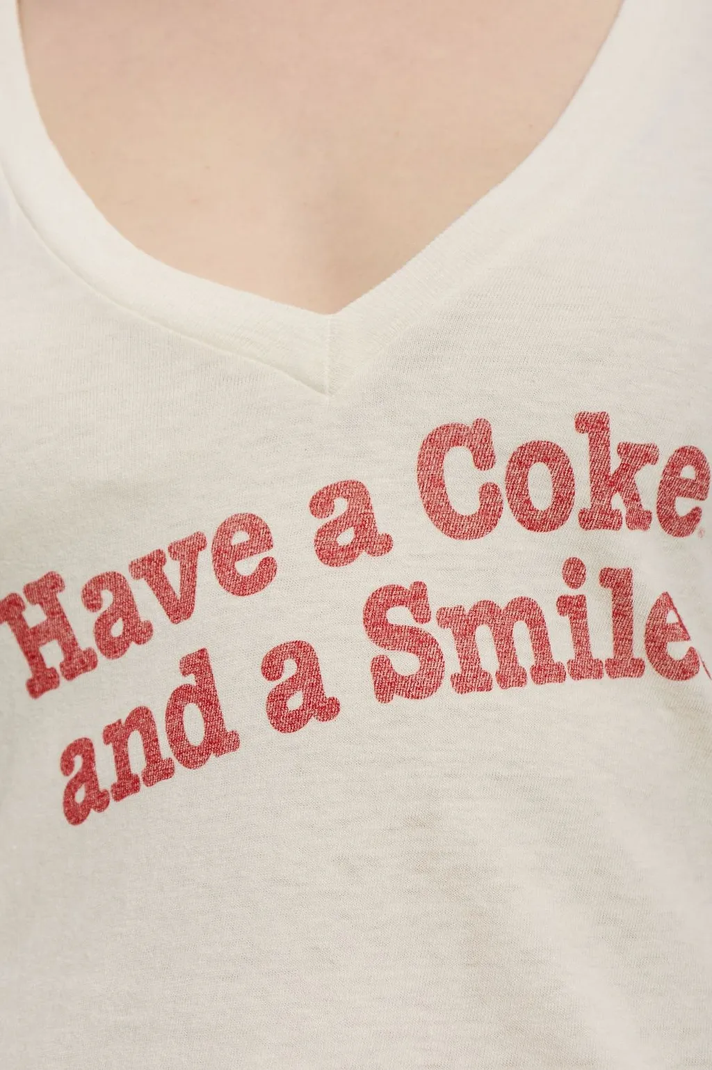Re/Done Skye Slogan V-Neck T-Shirt