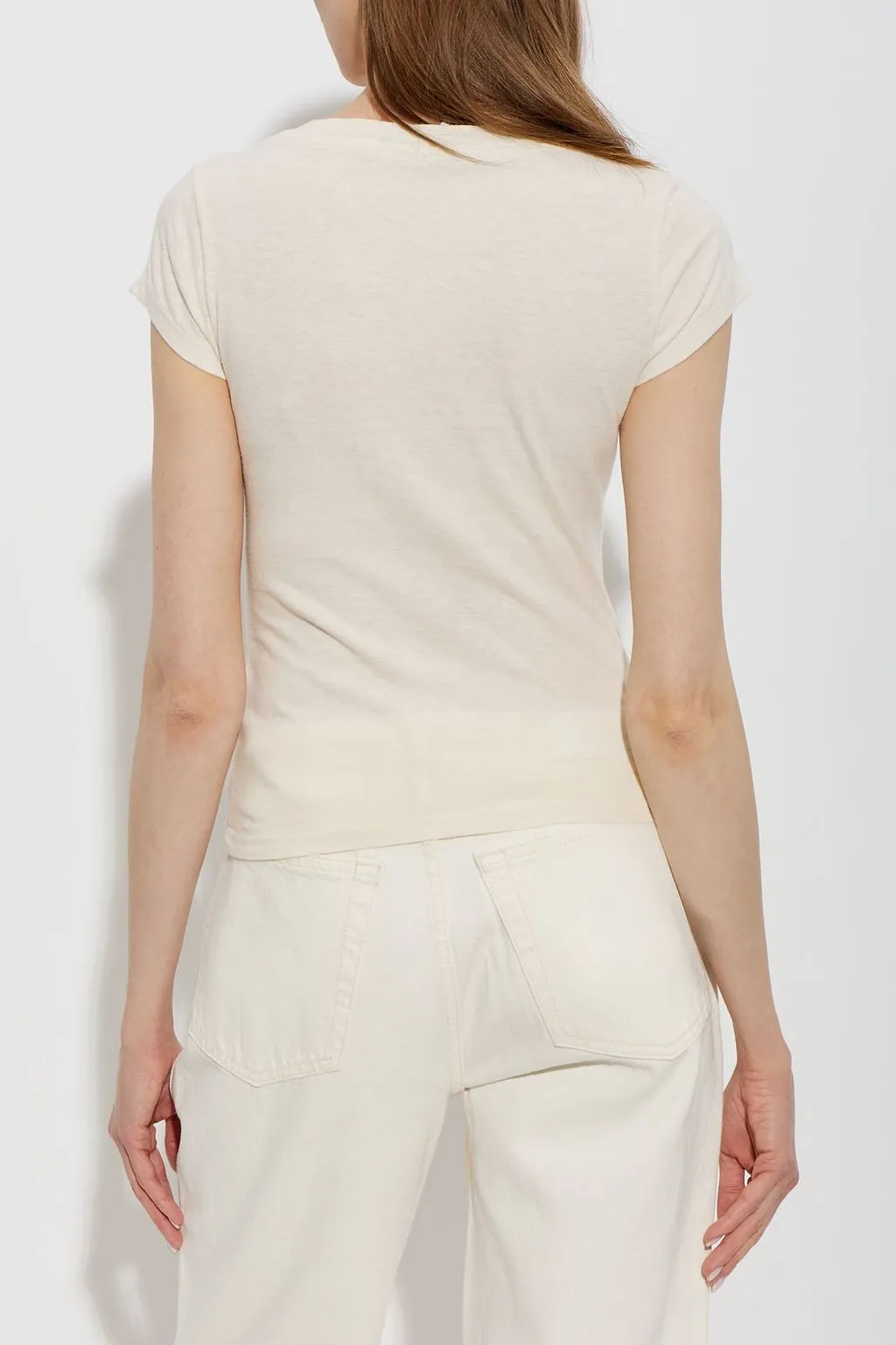 Re/Done Skye Slogan V-Neck T-Shirt