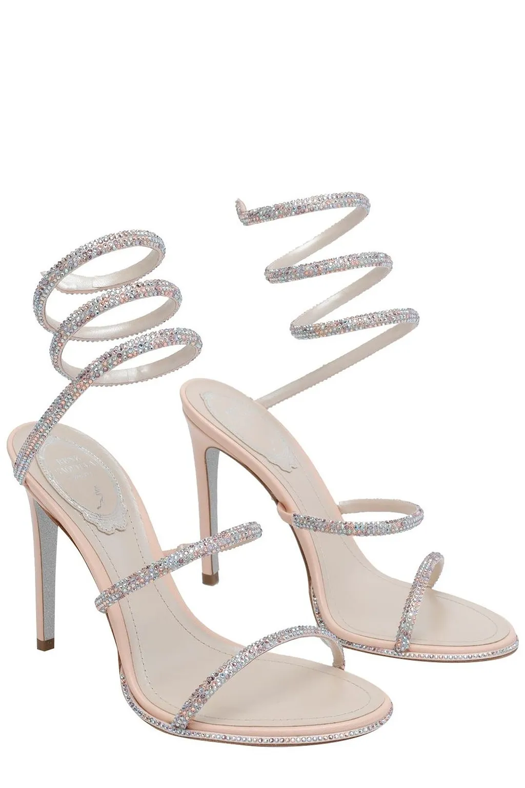 Rene Caovilla Crystal Spiral Heeled Sandals