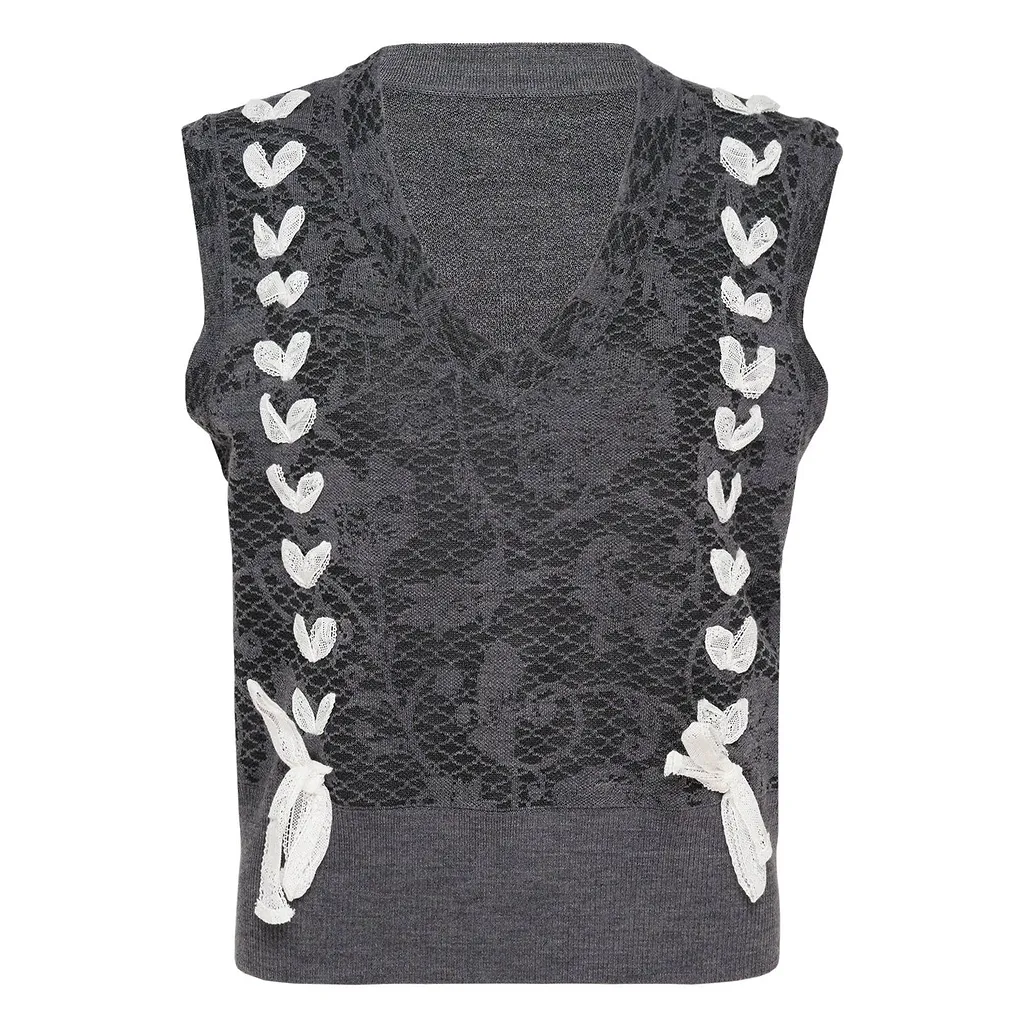 Renli Su Knit Floral Lace Vest