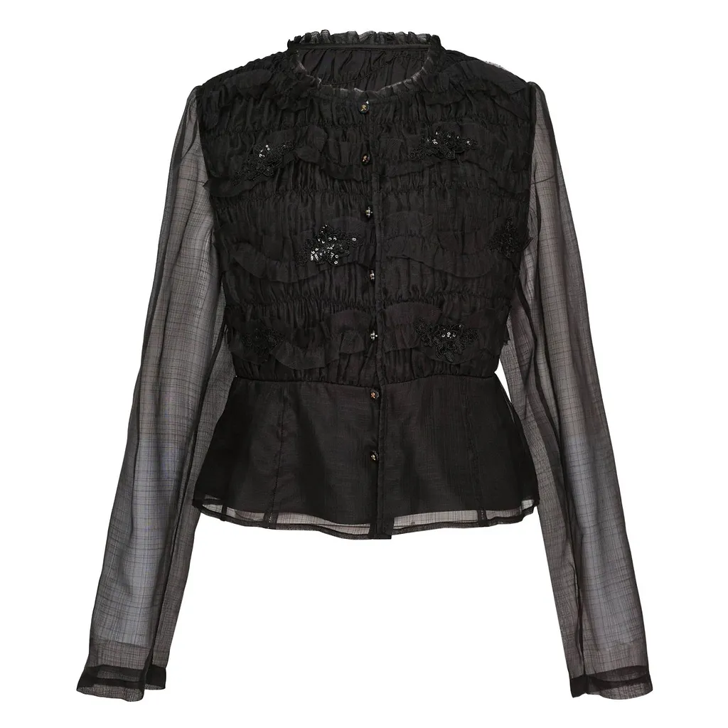 Renli Su Button-Up Crewneck Top