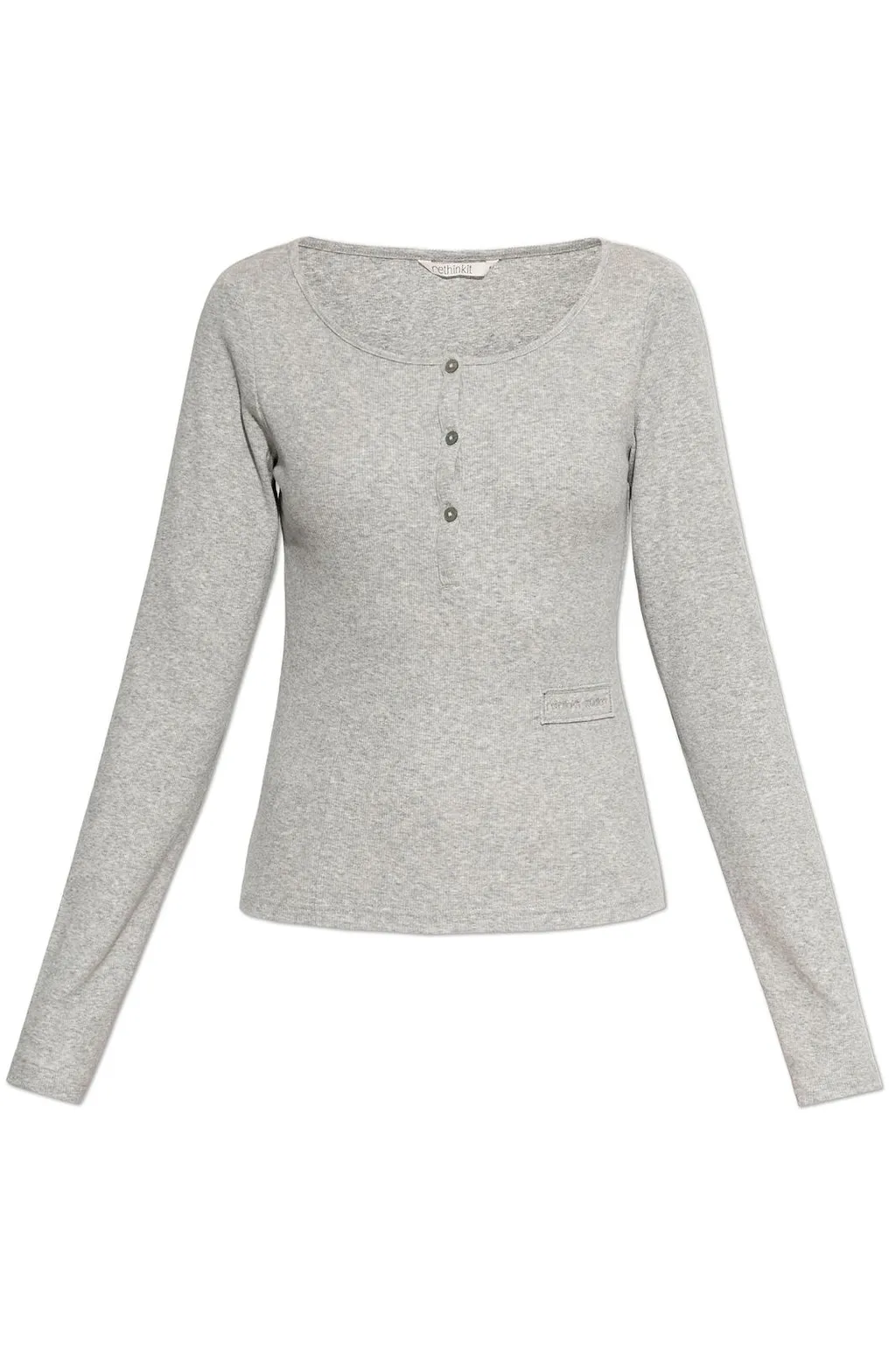 Rethinkit Studios Henley Ribbed Long Sleeve Top