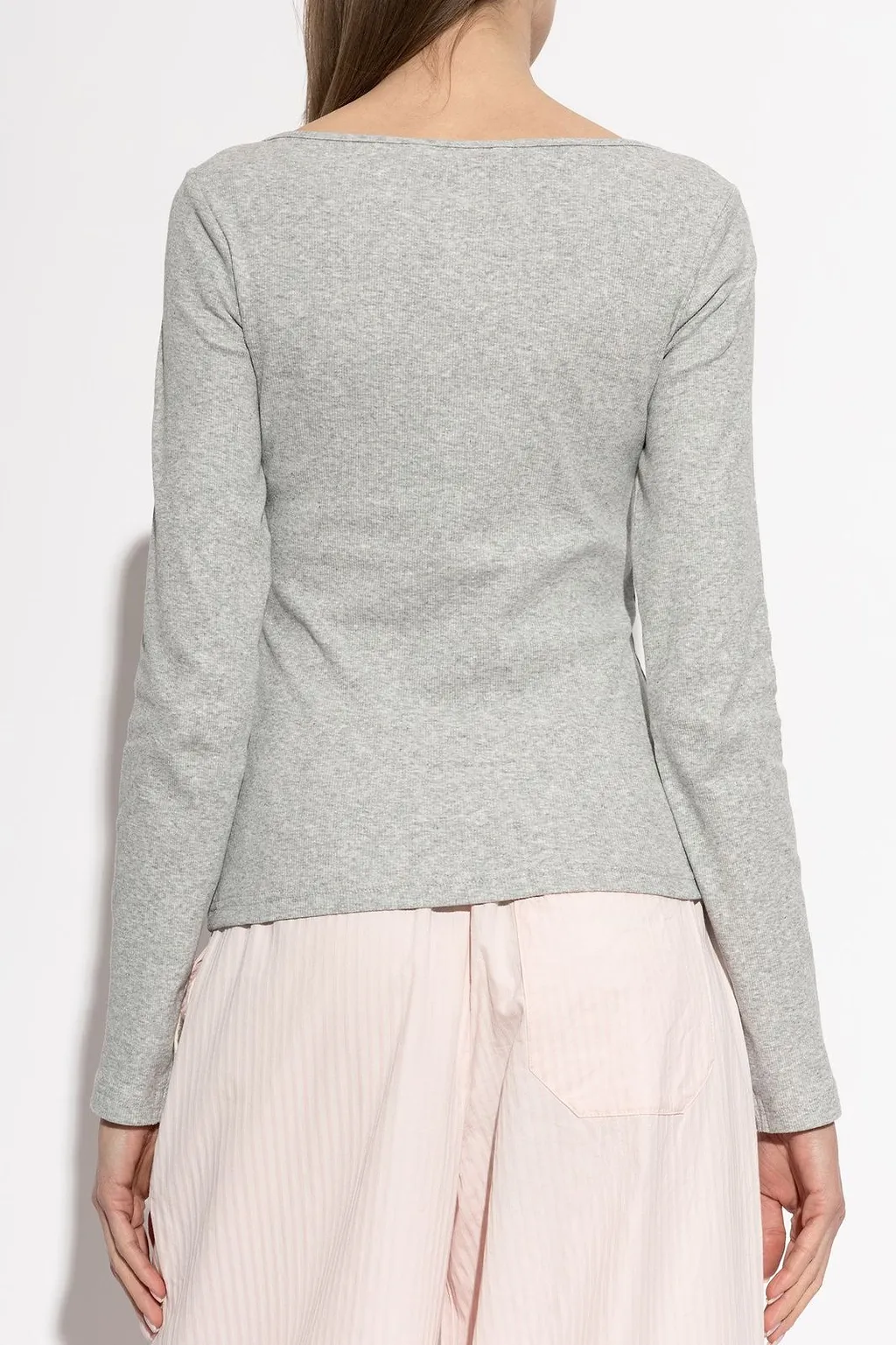 Rethinkit Studios Henley Ribbed Long Sleeve Top