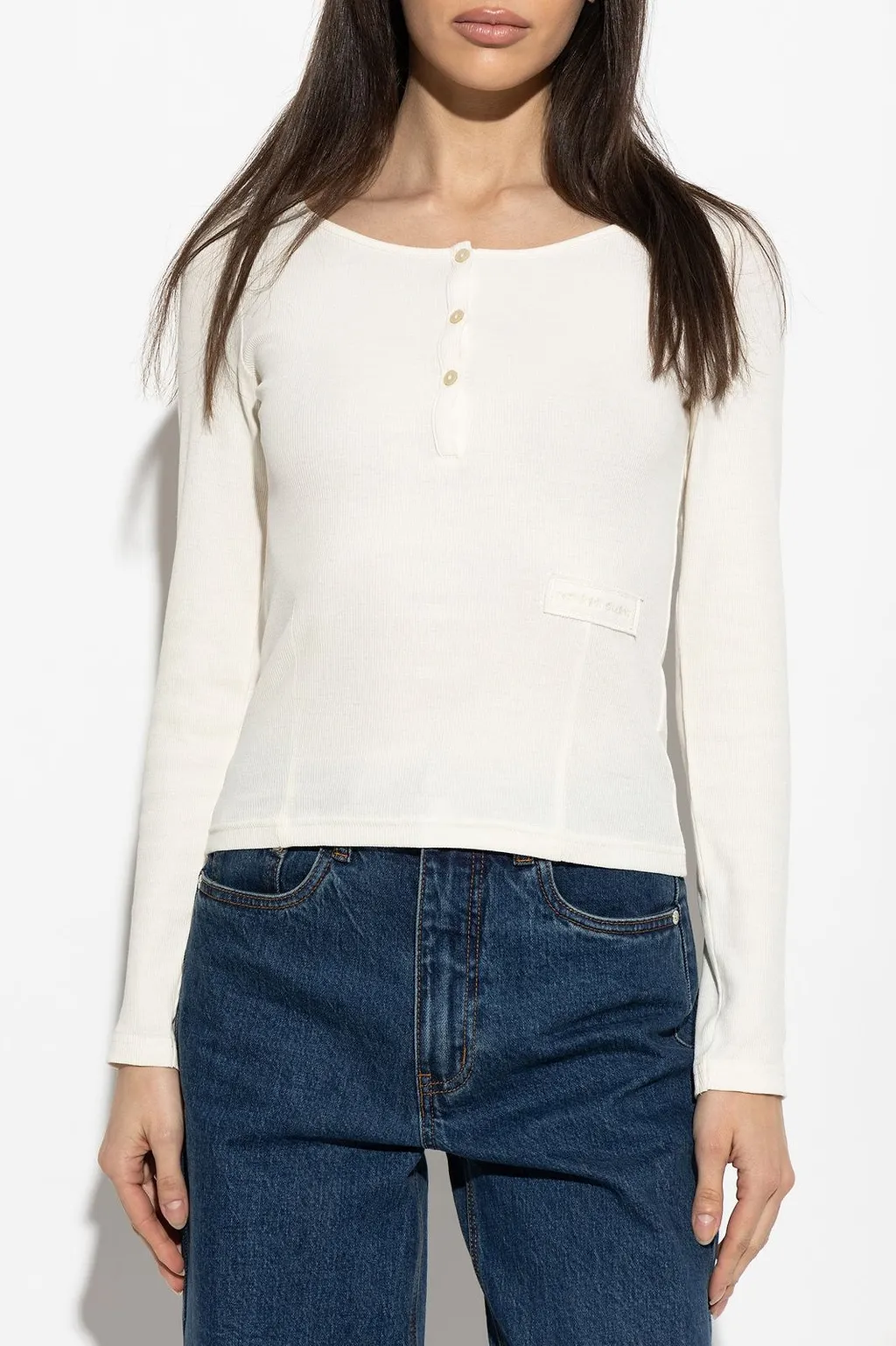 Rethinkit Studios Henley Ribbed Long Sleeve Top
