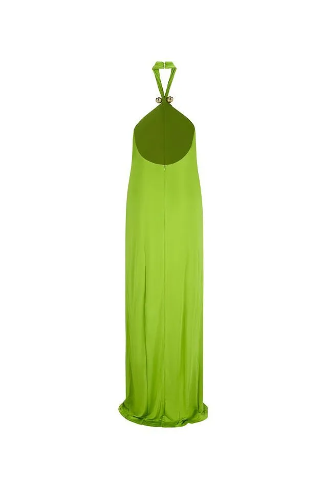 Retrofete Becs Front-Slit Halterneck Long Dress