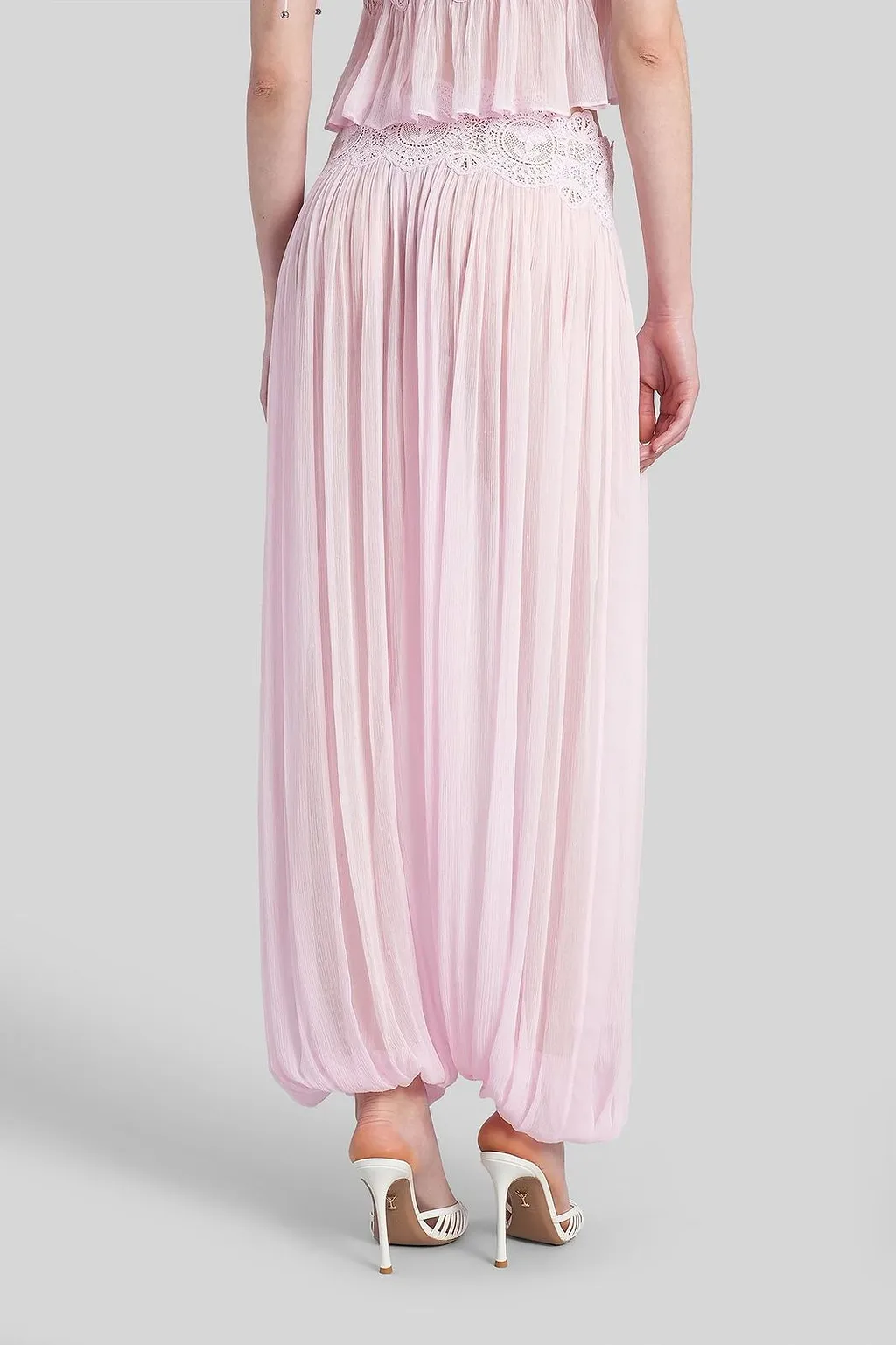 Retrofete Dreamy Pleated Lace-Trim Pants