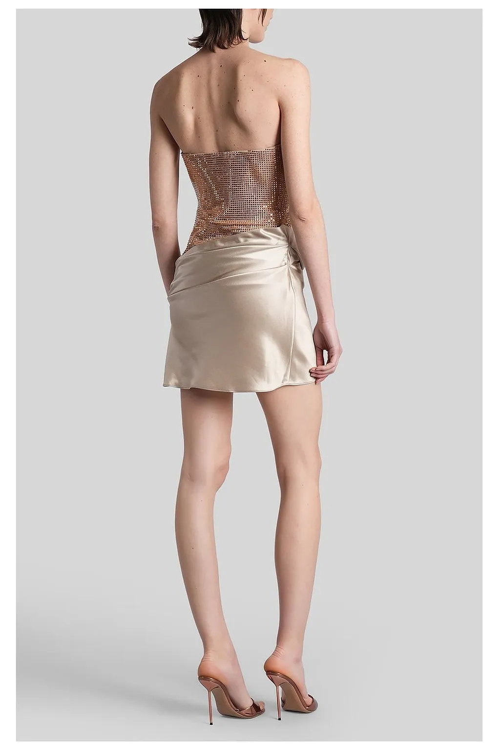 Retrofete Marieta Embellished Draped Strapless Mini Dress