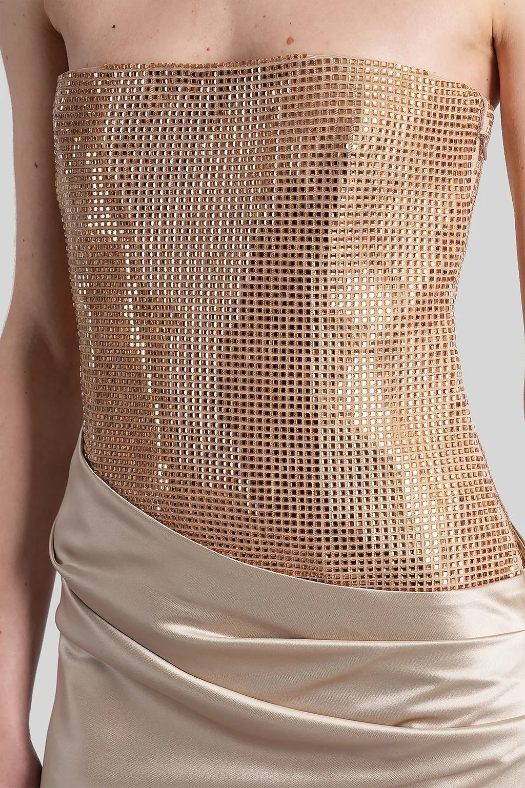 Retrofete Marieta Embellished Draped Strapless Mini Dress