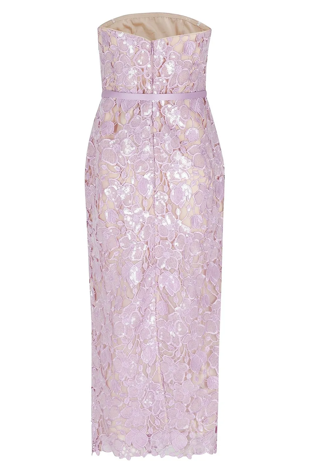 Retrofete Rowena Floral Lace Strapless Midi Dress
