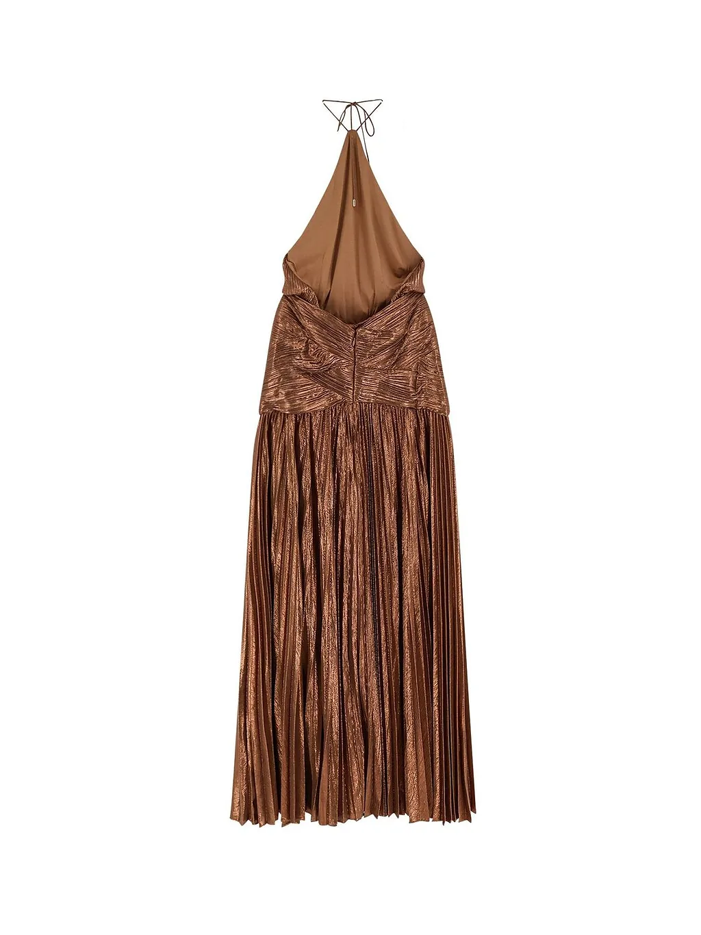 Retrofete Pleated Lurex Halterneck Dress