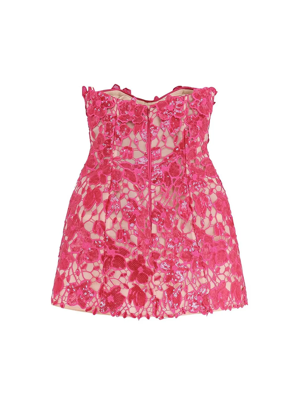 Retrofete Strapless Sequin Lace Mini Dress