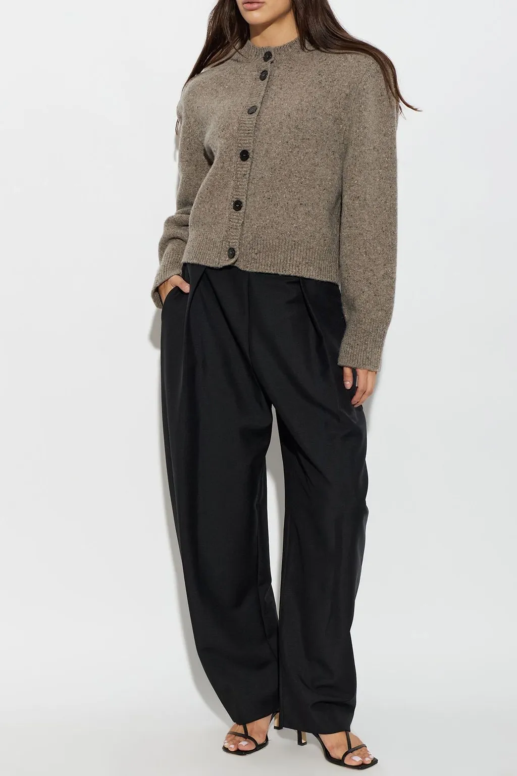 RÓHe Padded-Shoulder Button-Up Cardigan