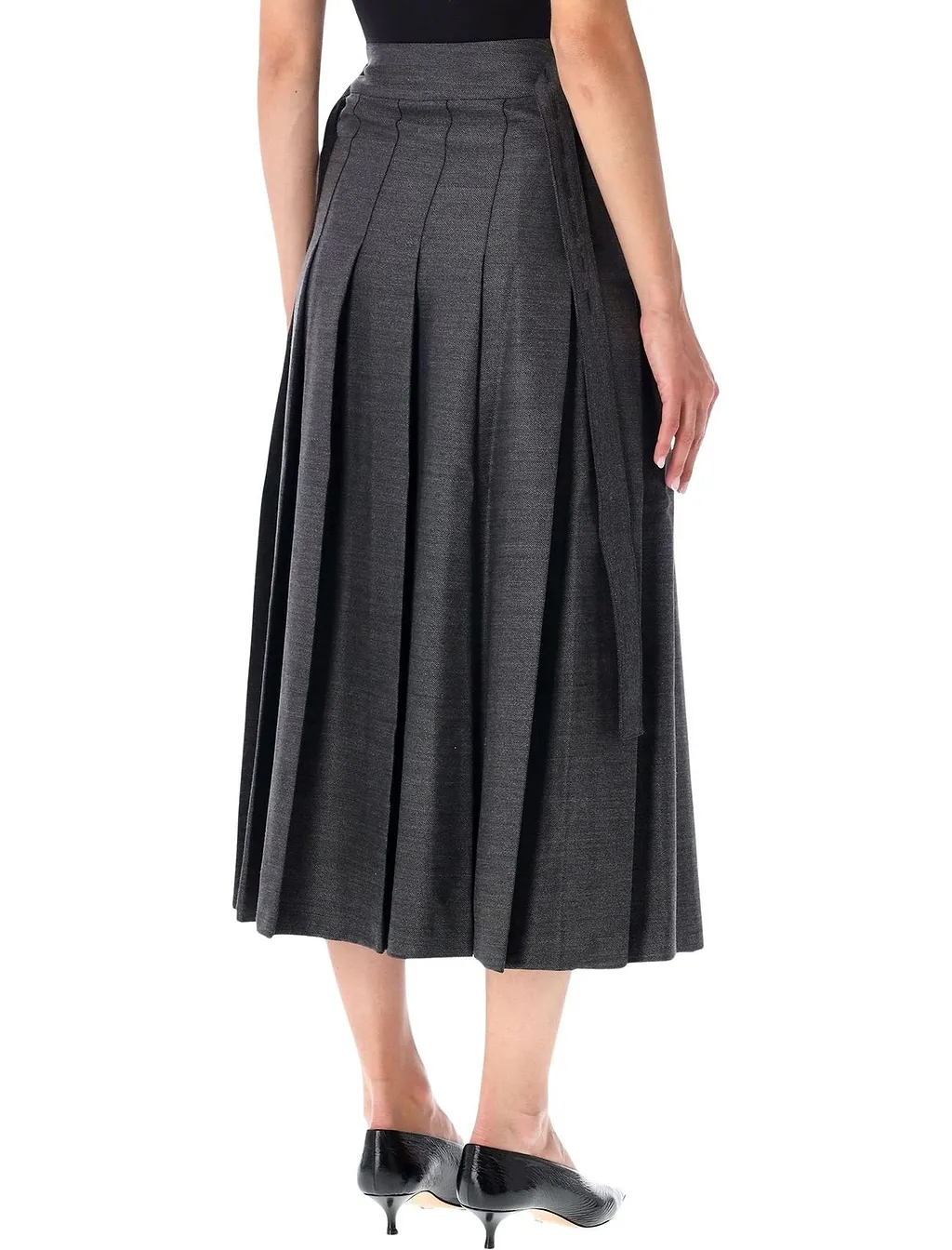 RÓHe Pleated Wrap Midi Skirt