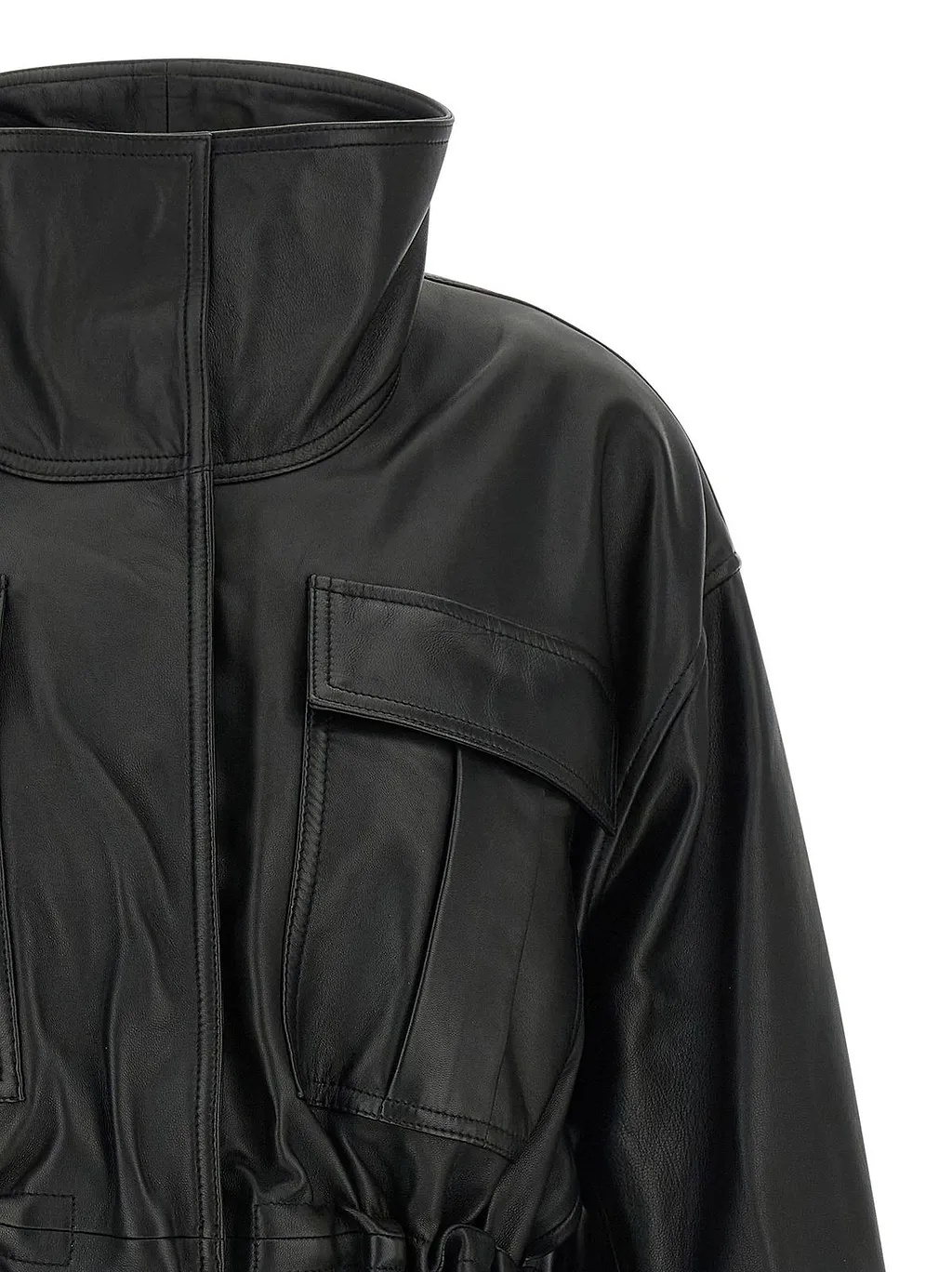 RÓHe Sculpturaj Draped Leather Jacket