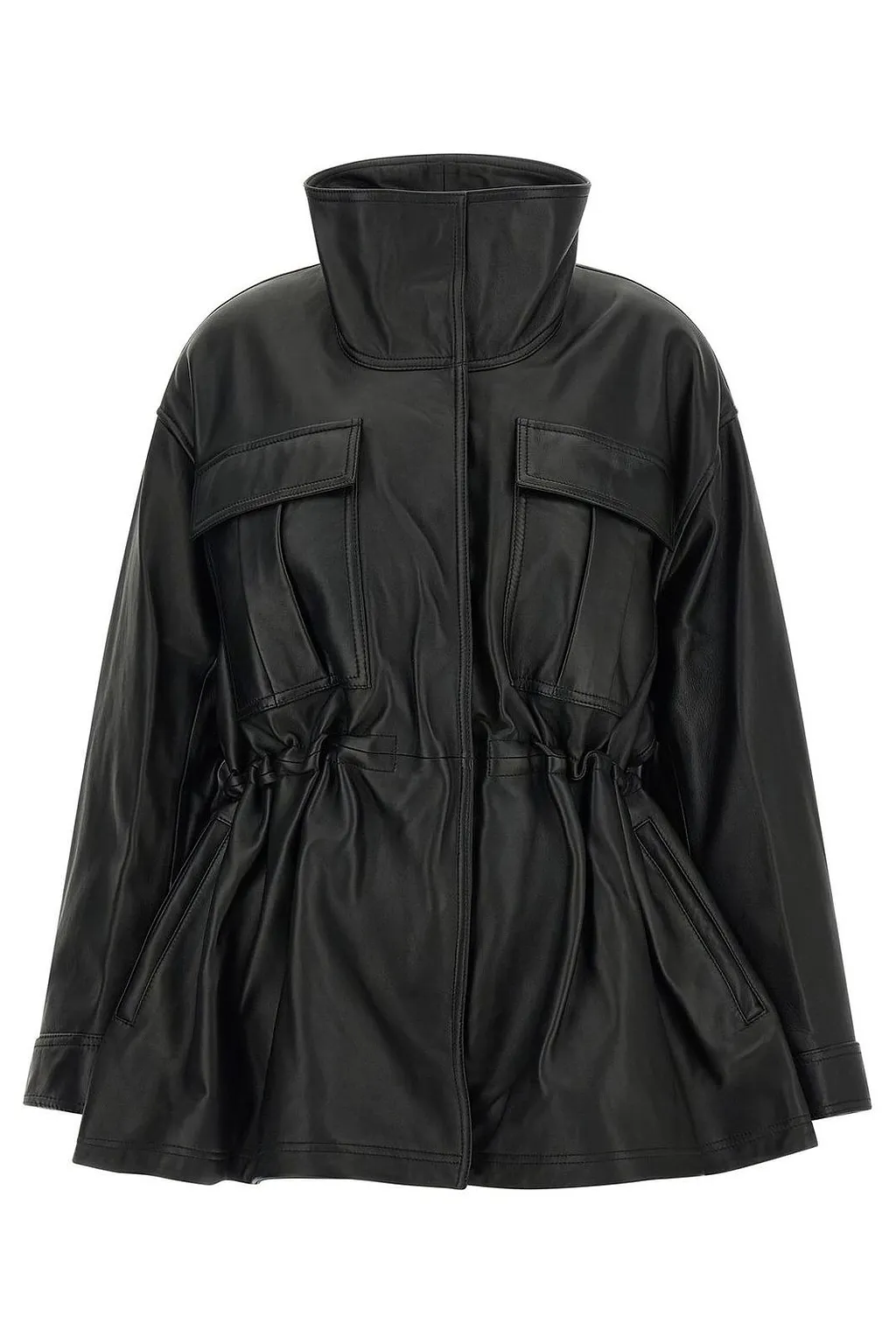 RÓHe Sculpturaj Draped Leather Jacket
