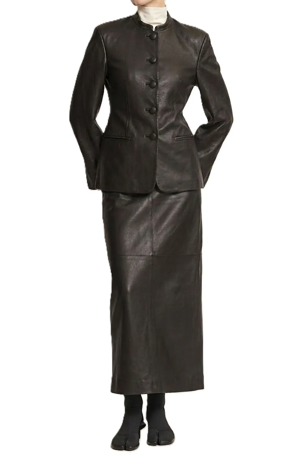 RÓHe Shaped Grain Leather Jacket
