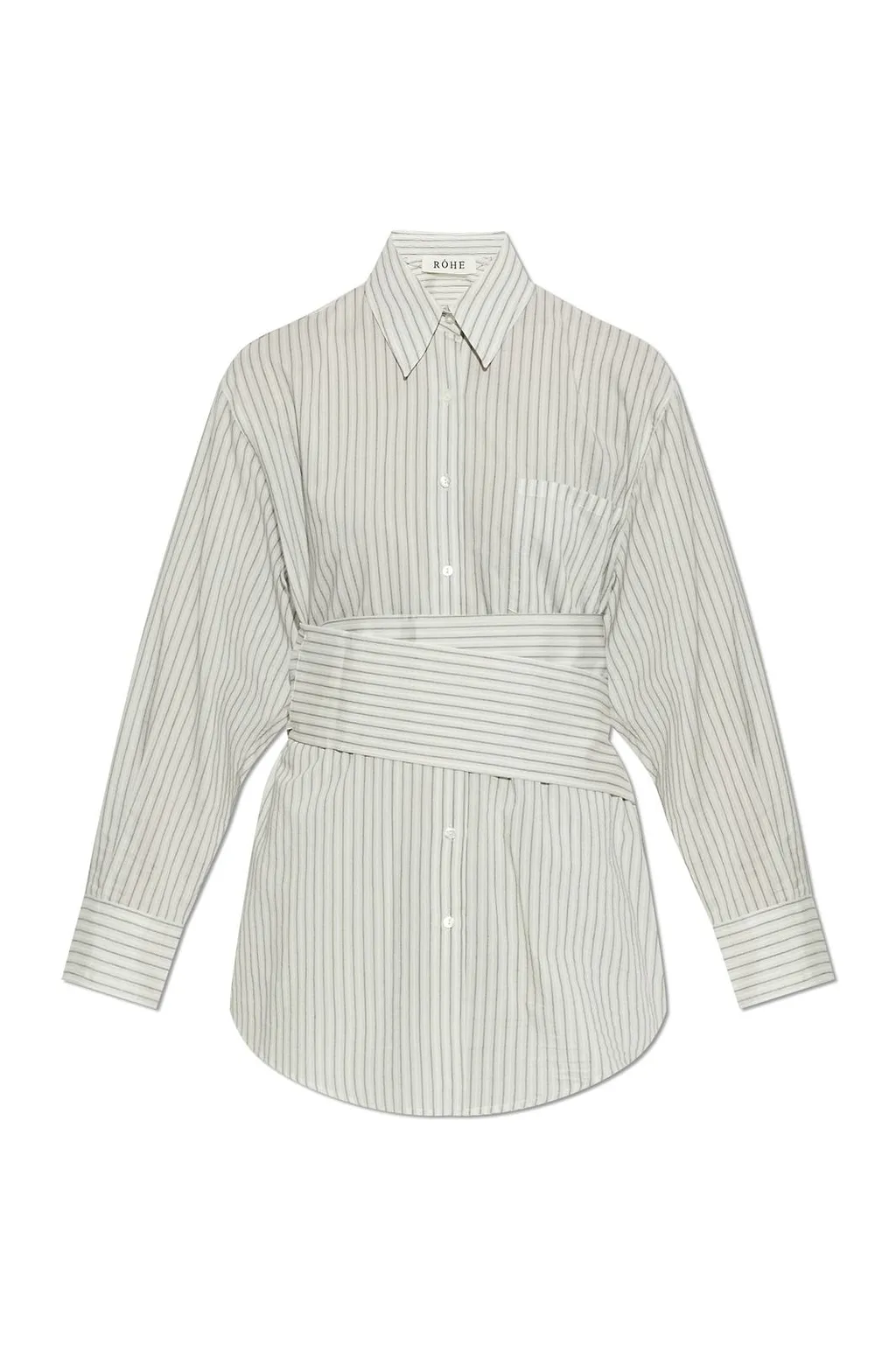 RÓHe Wrap Belt Striped Shirt