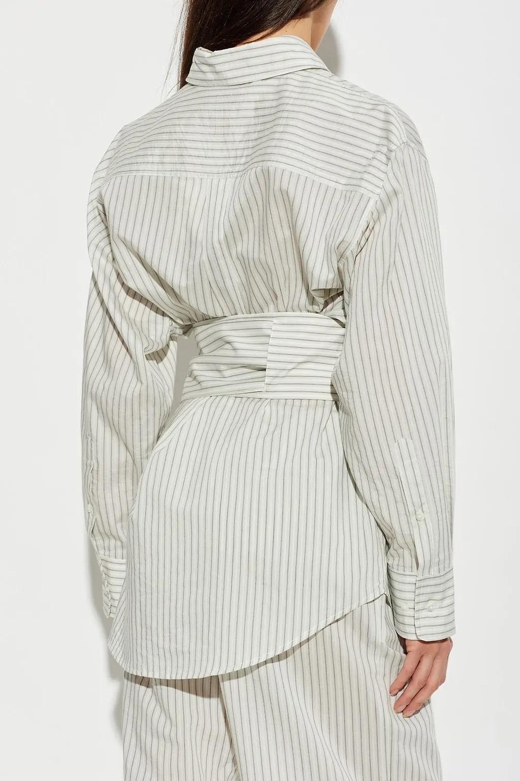 RÓHe Wrap Belt Striped Shirt