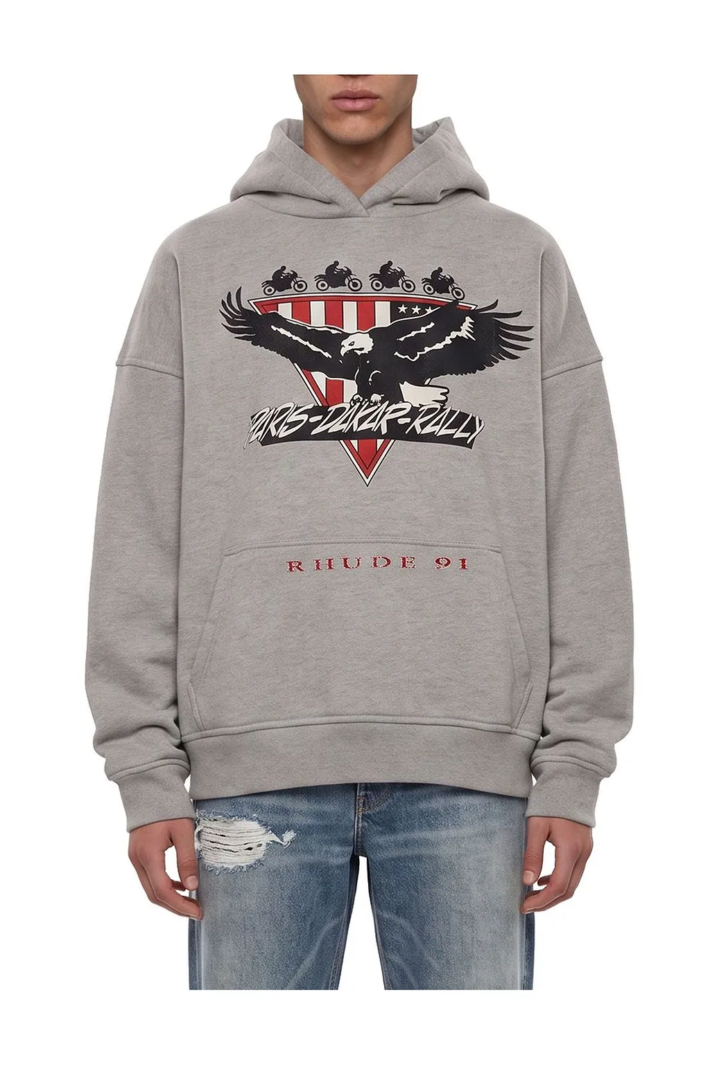 Rhude Logo Printed Long-Sleeved Hoodie