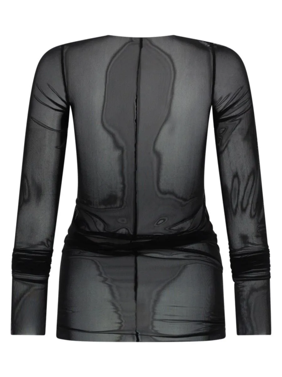 Rick Owens Lilies Sheer Long-Sleeve Top