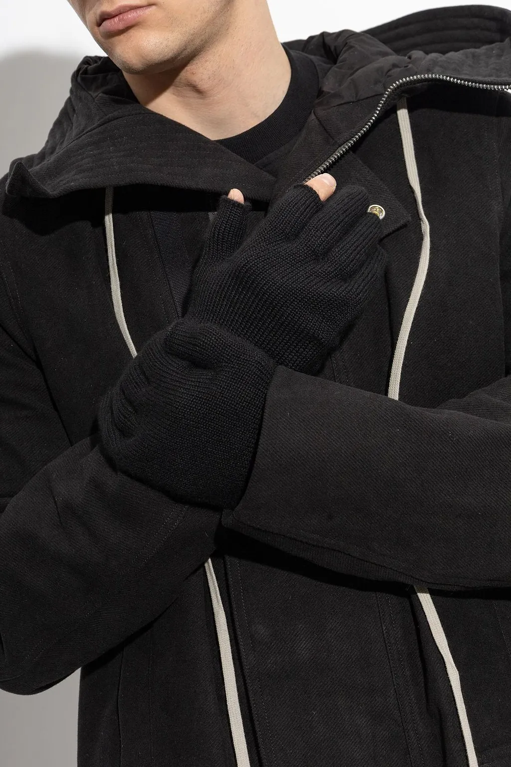Rick Owens Ribbed Knit Gloves