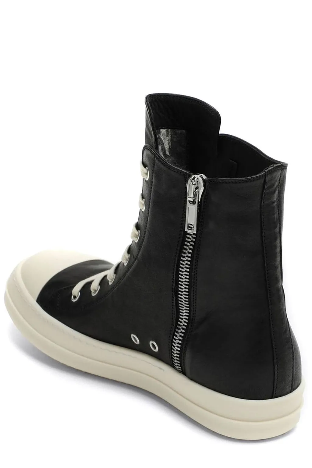 Rick Owens Round Toe High-Top Sneakers