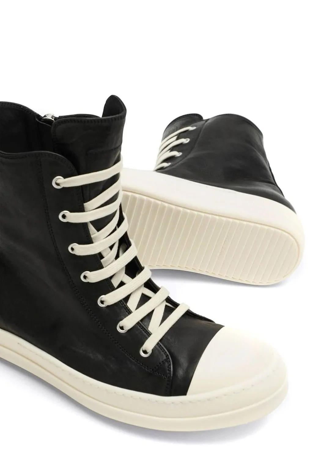 Rick Owens Round Toe High-Top Sneakers