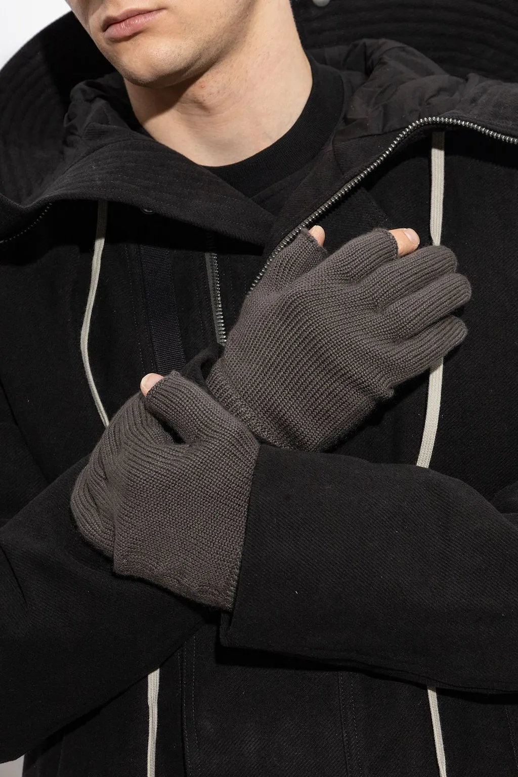 Rick Owens Textured Knit Gloves
