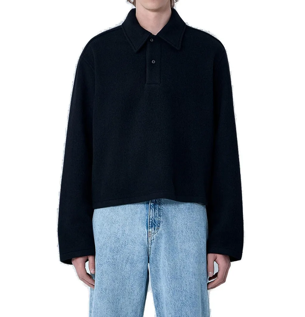 Button Detailed Long-Sleeved Polo Shirt