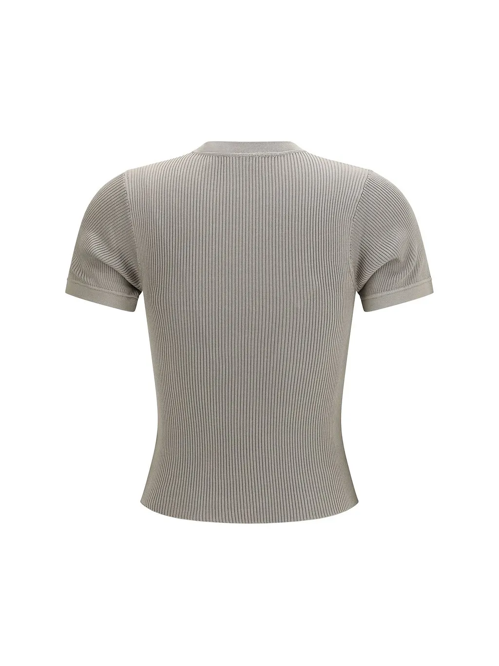 Ribbed-Knit Short-Sleeved T-Shirt