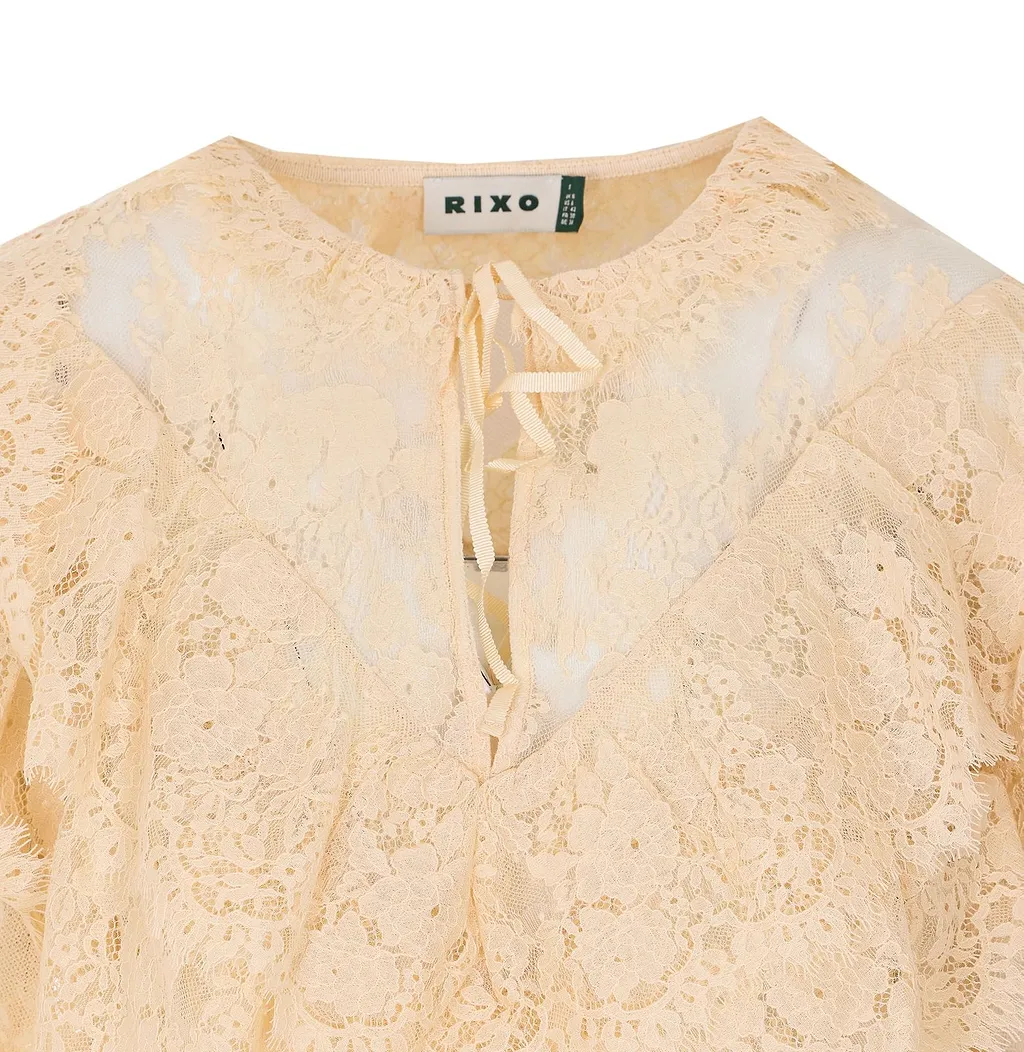 Rixo Lace Ruffled Top