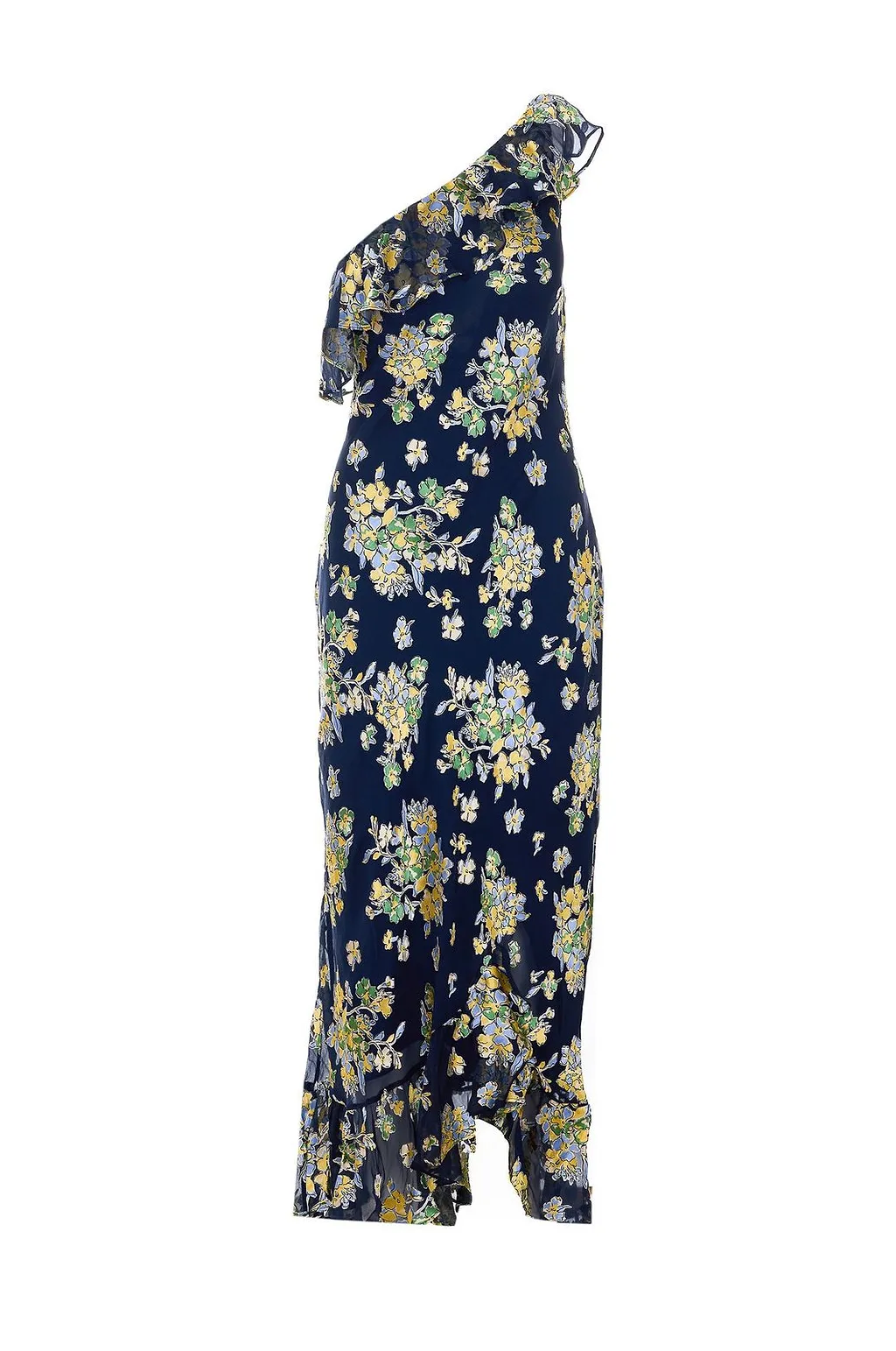 Rixo One Shoulder Floral Print Dress