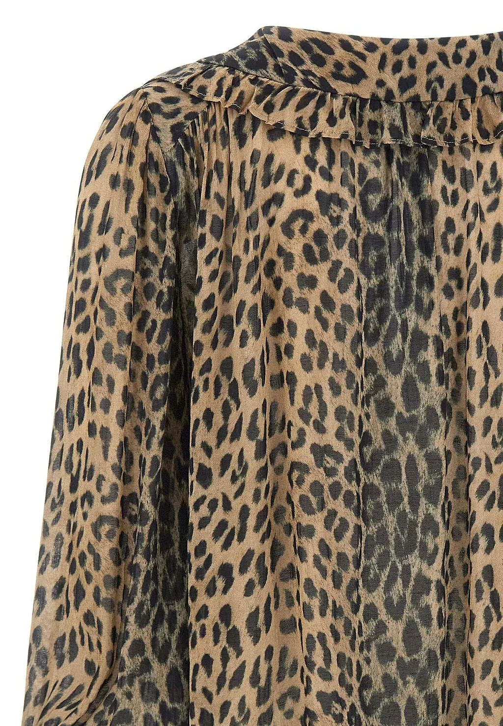 Pattern-Printed Long-Sleeved Blouse