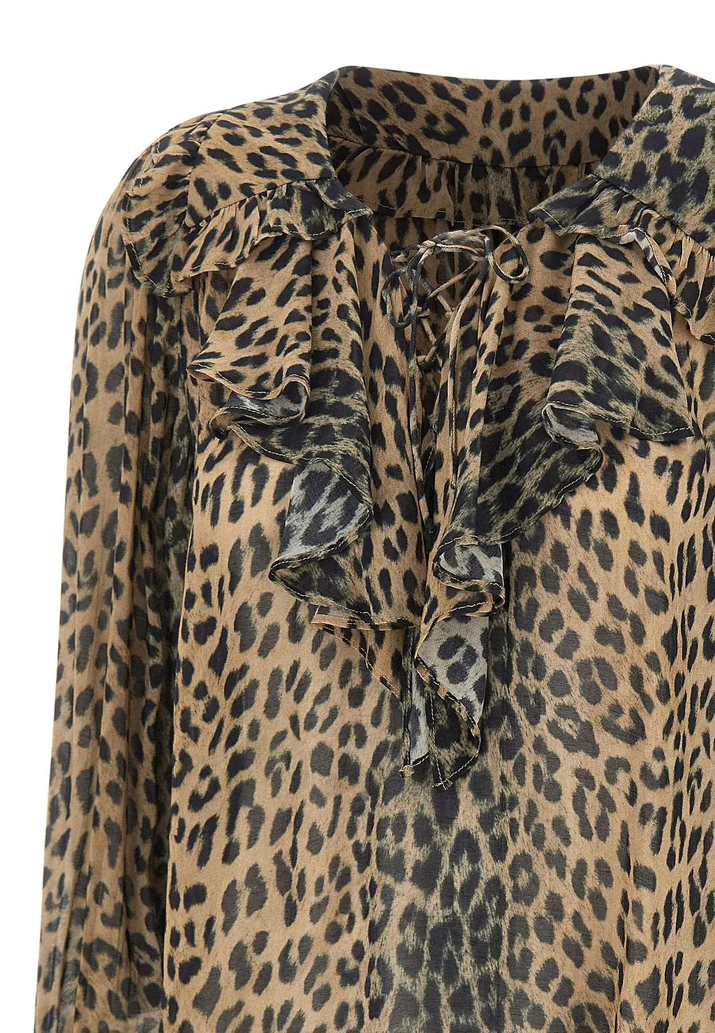 Pattern-Printed Long-Sleeved Blouse