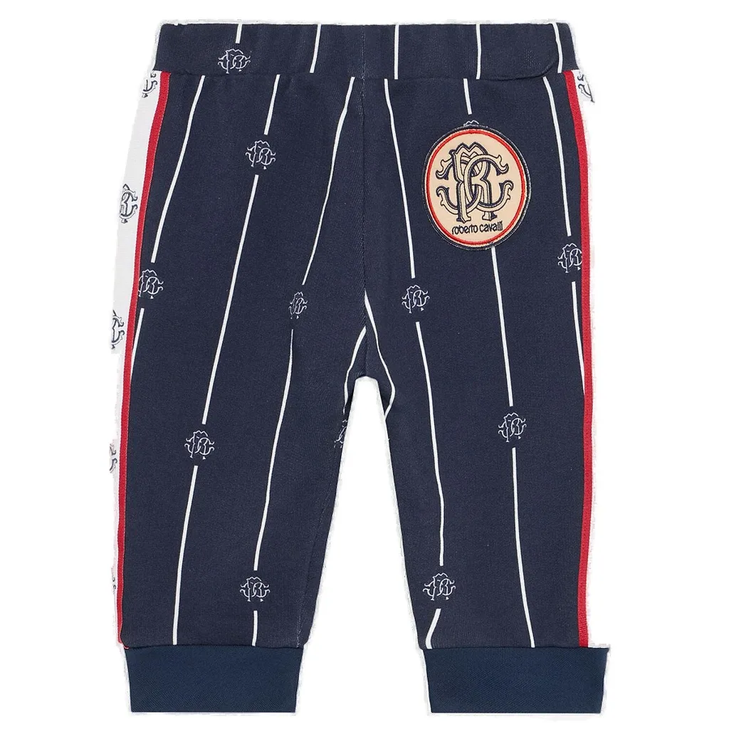 Roberto Cavalli Junior Logo-Patch Striped Track Pants