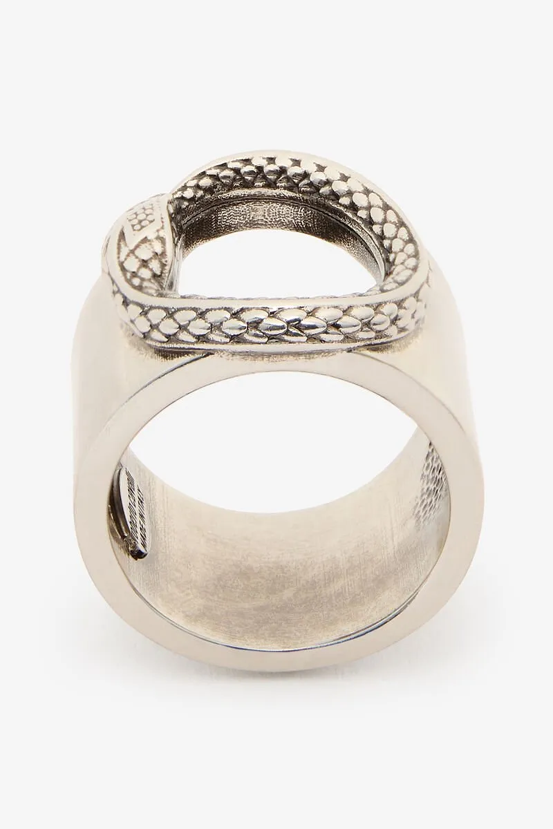 Roberto Cavalli Logo Engraved Snake Ring