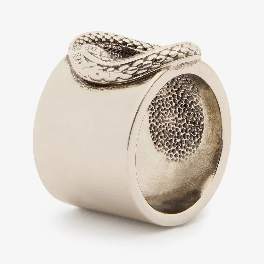 Roberto Cavalli Logo Engraved Snake Ring