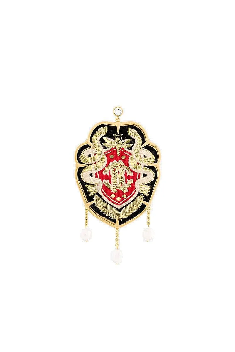 Rc Monogram Crest Embellished Earring