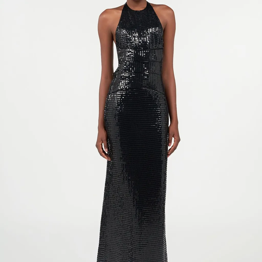 Roberto Cavalli Sequin Halterneck Maxi Dress